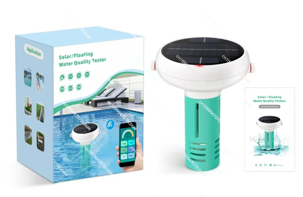 WIFI مقياس الكلور بالطاقة الشمسية 7 في 1 الكلور، مراقبة جودة المياه المقاومة للماء لحمام السباحة