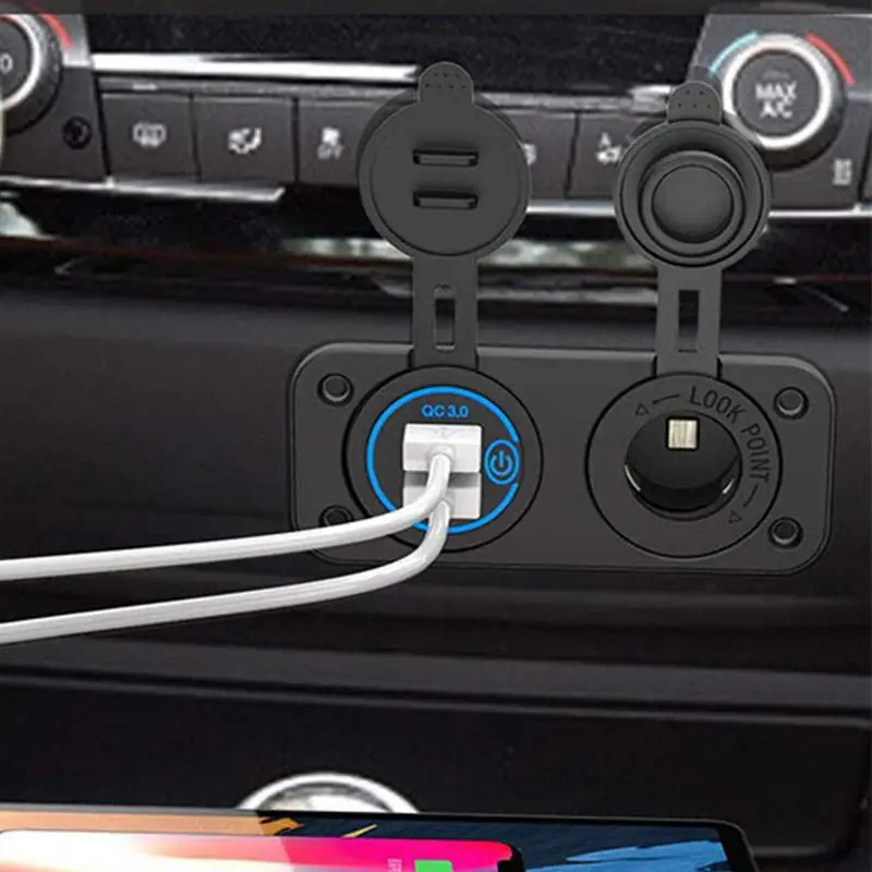 Truck Charger Port Multi Port Quick Charging USB Outlet Charger Socket Fast Charge Adapter 2 In 1 Boat Marine Charger For Truck