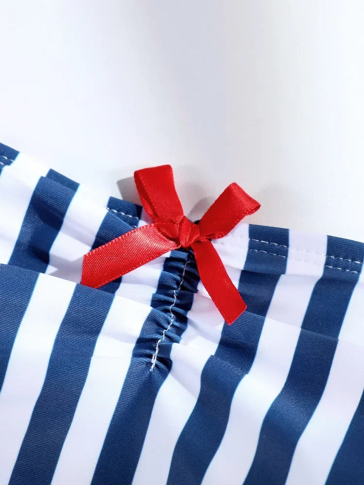 Print Swimsuits Striped One Piece Set For Women Sexy Bodysuit High Cut Beachwear 2025 Summer Bathsuit