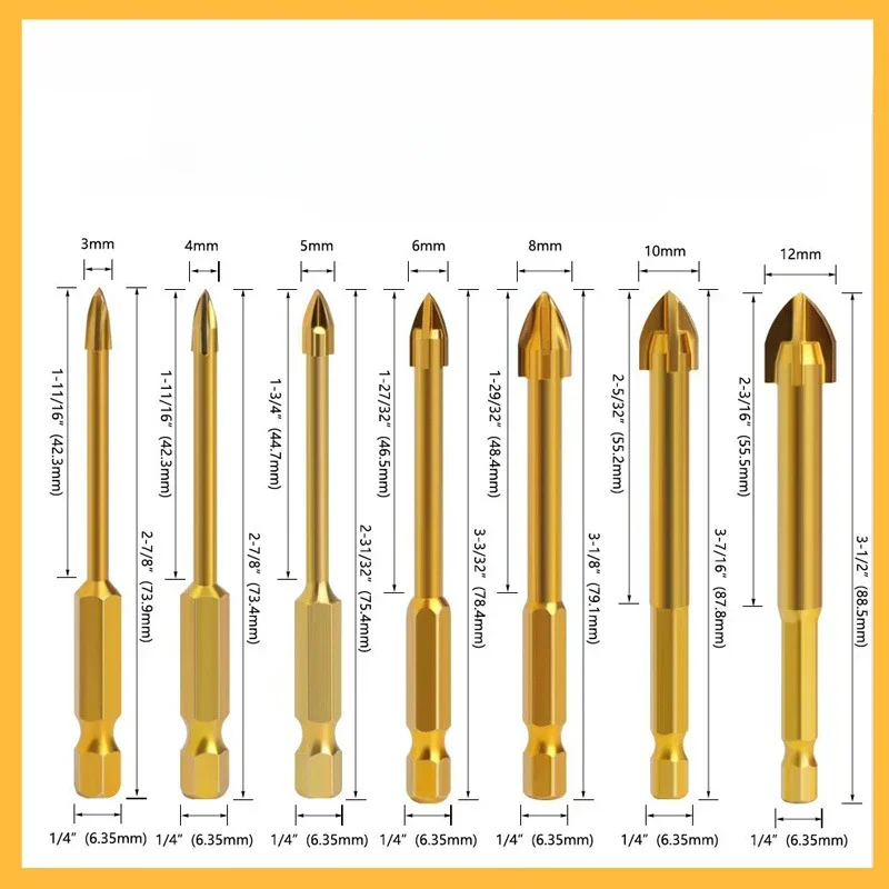 Hexagonal Handle Cross Shaped Electric Hand Drill Hole Opener Lloy Drill Glass Tile Concrete Drill Bit