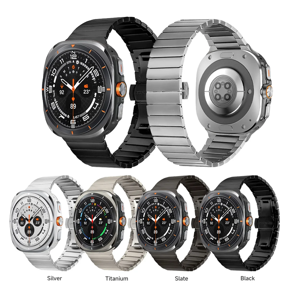 Applicable for Samsung GalaxyWatch Ultra Butterfly Buckle One Bead Bamboo Stainless Steel Strap Metal Wristband