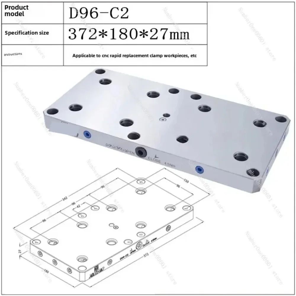 Replacement Parts For 5 Axis CNC Self‑Centering Vise Heavy Duty Precision Bidirectional Centering Machine Fixture D96-D52 D96-C2
