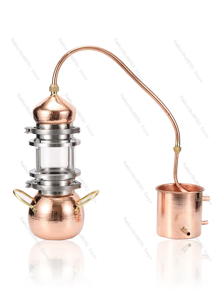 Hydrosol distiller Glass still Household small purification machine Retro pure copper brandy brewing foreign wine device