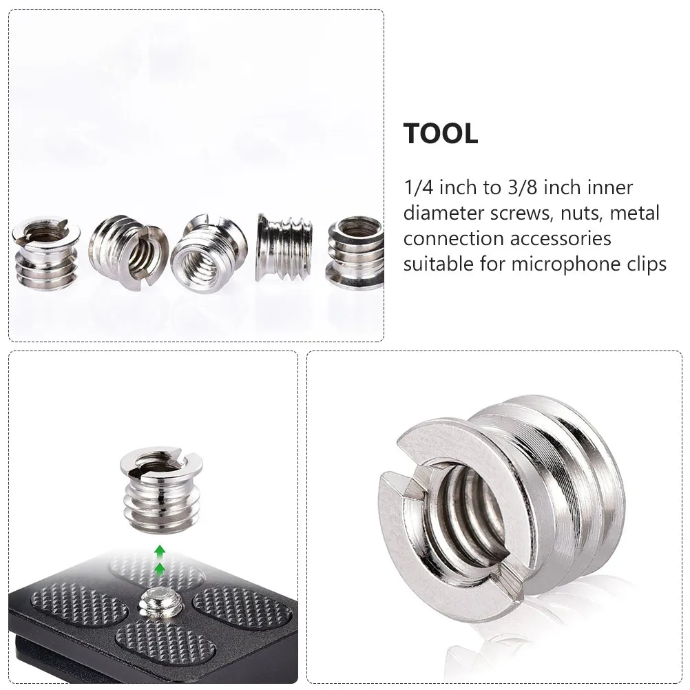 20Pcs Microphone Clip Holder Screw Adapter 1 4 to 3 8 Thread Conversion Mic Clip Connecting Screw Chrome Plated Iron Accessories
