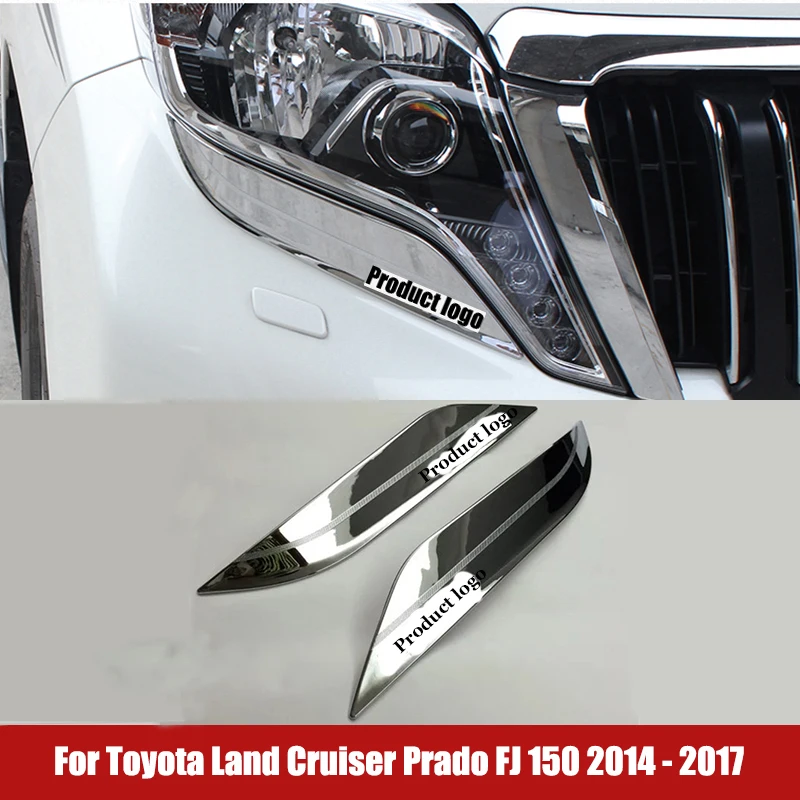 ABS Chrome Front Headlight Lamp Strip Cover Trim Headlamp Frame For Toyota Land Cruiser Prado FJ150 FJ 150 2014 2015 2016 2017