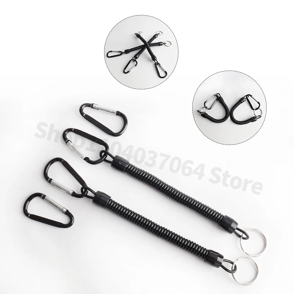 Factory Price Scalable Spring Rope Fishing Rope Hook and Loop Safety Lock Anti Loss Phone Keychain Fishing Hanging Rope Outdoor