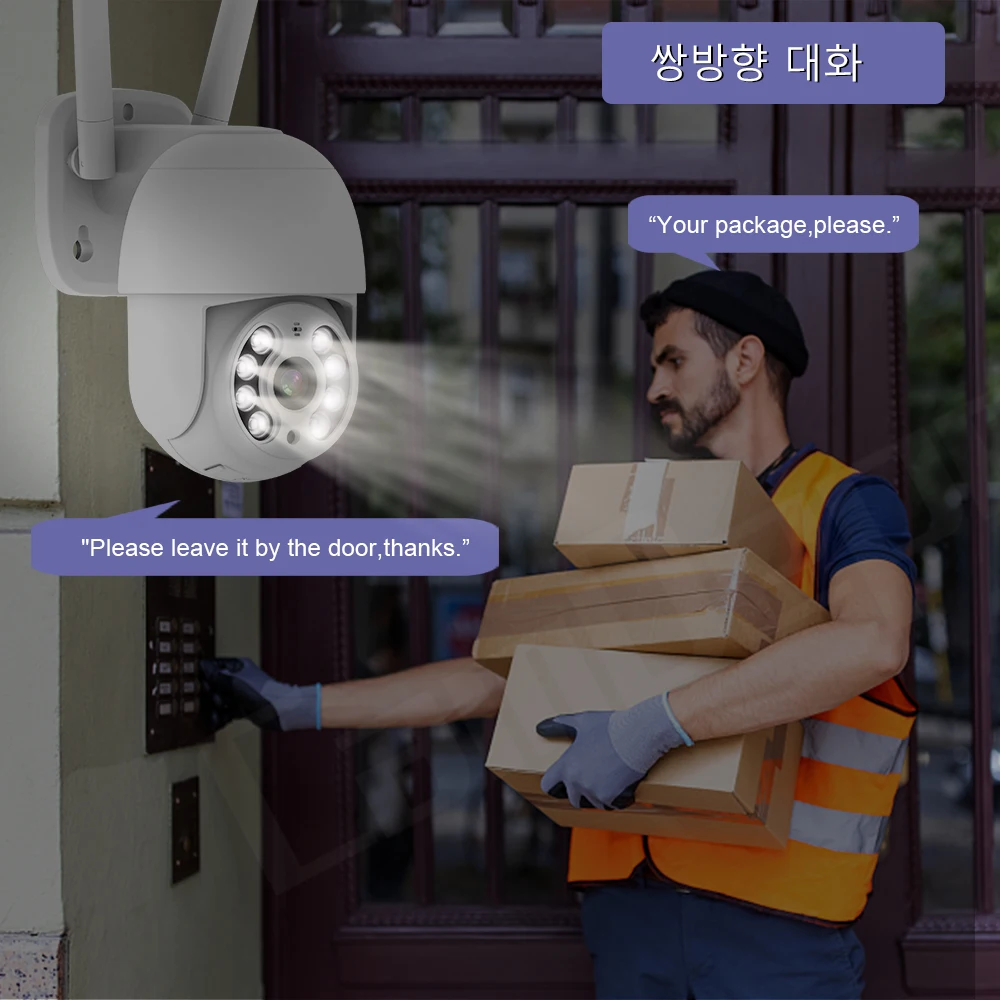 Outdoor WiFi Wired IP Camera 4MP Color Night Vision Two Way Audio Cloud Record Motion Track Human Detection Tuya Smartlife App