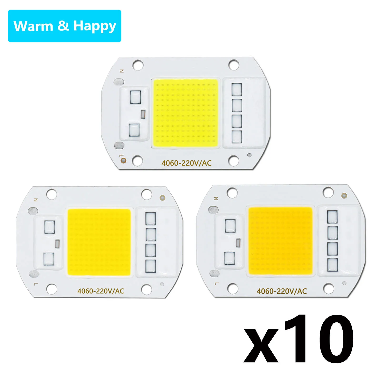 10pcs 50W AC220V No Need Driver LED COB Chip Bead Smart IC Chips 3000k 4000k 6500k For LED Floodlight Spotlight