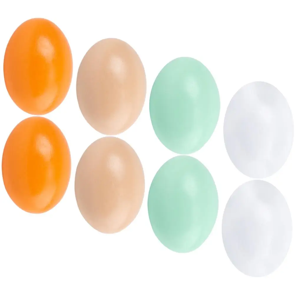 8 pezzi di uova simulate in legno simulazione pasquale giocattolo finto puntelli decorazione di pollo per feste per bambini