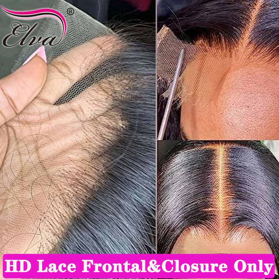 

13x6 13x4 HD Lace Frontal Transparent 5x5 6x6 7x7 HD Lace Closures Only Straight Human Hair Brazilian Remy Hair Pre-Plucked