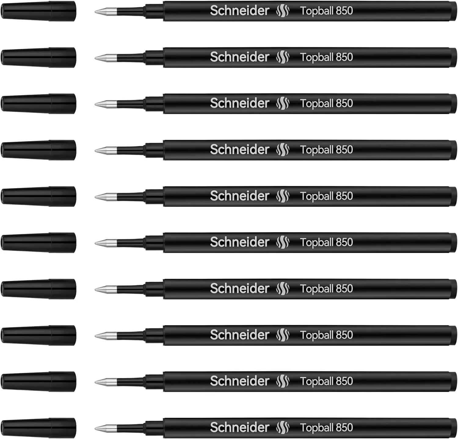Pack of 10 - Schneider Topball Rollerball Refill F ,Smooth Writing Rollerball Refills Designed Non Dry Roller Pen Refills