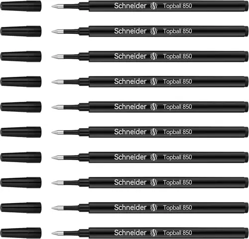Imagen 1 del producto Paquete de 10: recambio de rollerball Schneider Topball F, recambios de roller de escritura suave, recambios de bolígrafo no secos diseñados