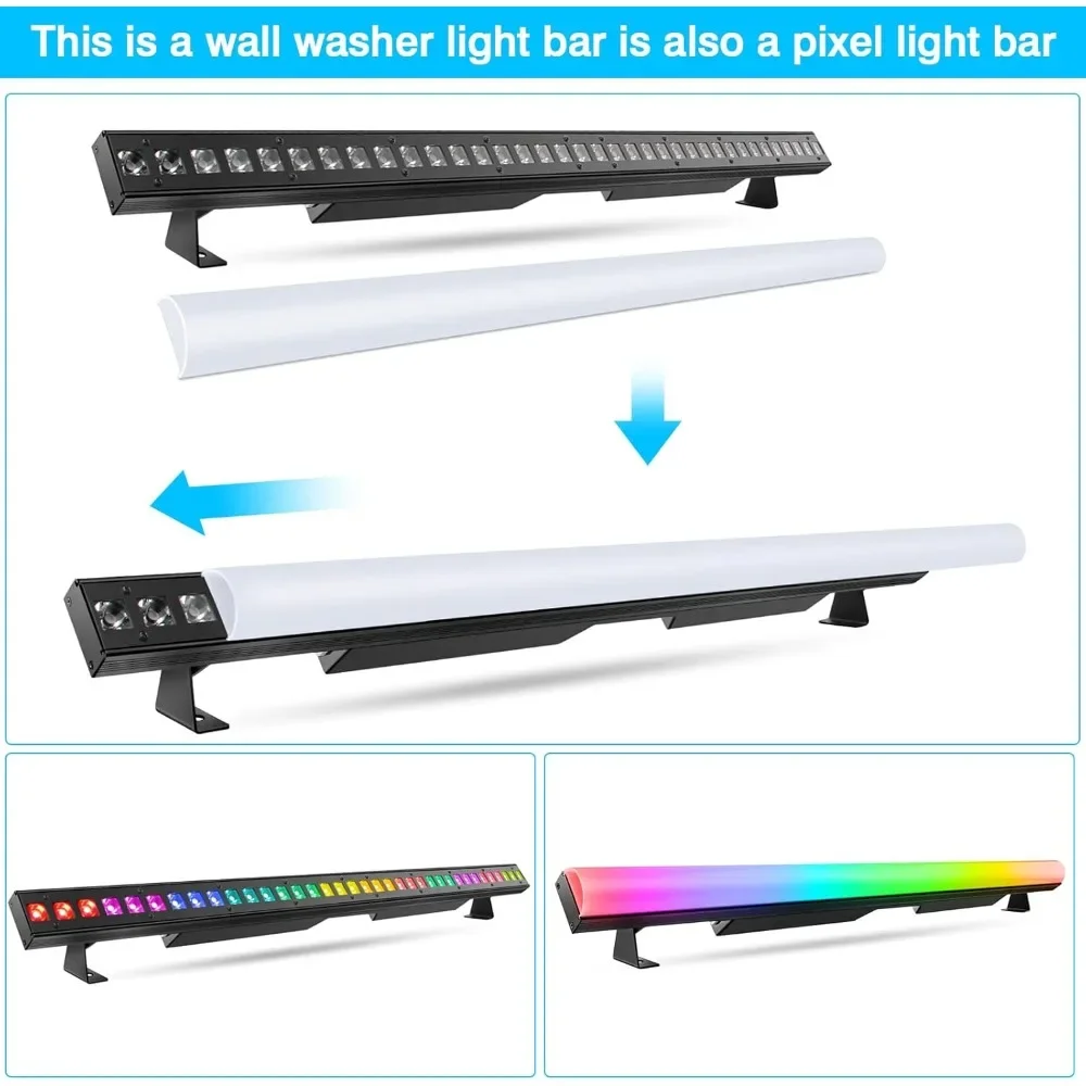 LED Stage Wash Light Bar -120W 36LEDs RGBW DMX Light Bar with Detachable Cover Chasing Function 41 Static Colors