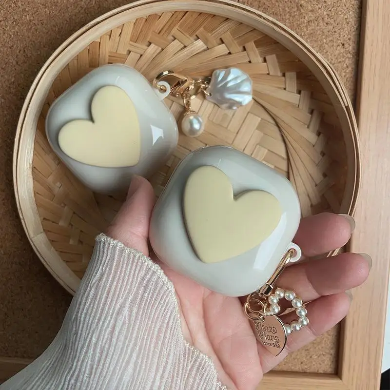 Heart Earbuds Cover For Samsung Galaxy Buds 2 Pro Live Buds2 Pro Buzz 2 Pro buzz2 pro buzz live Case Silicon Shell With keychain