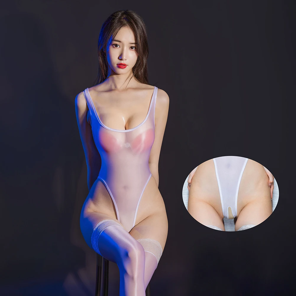 

Comfortable Womens Bodysuit Womens Nightwear Nylon+Spandex Open Croth Regular See Through Sexy Sheer Sleepwear