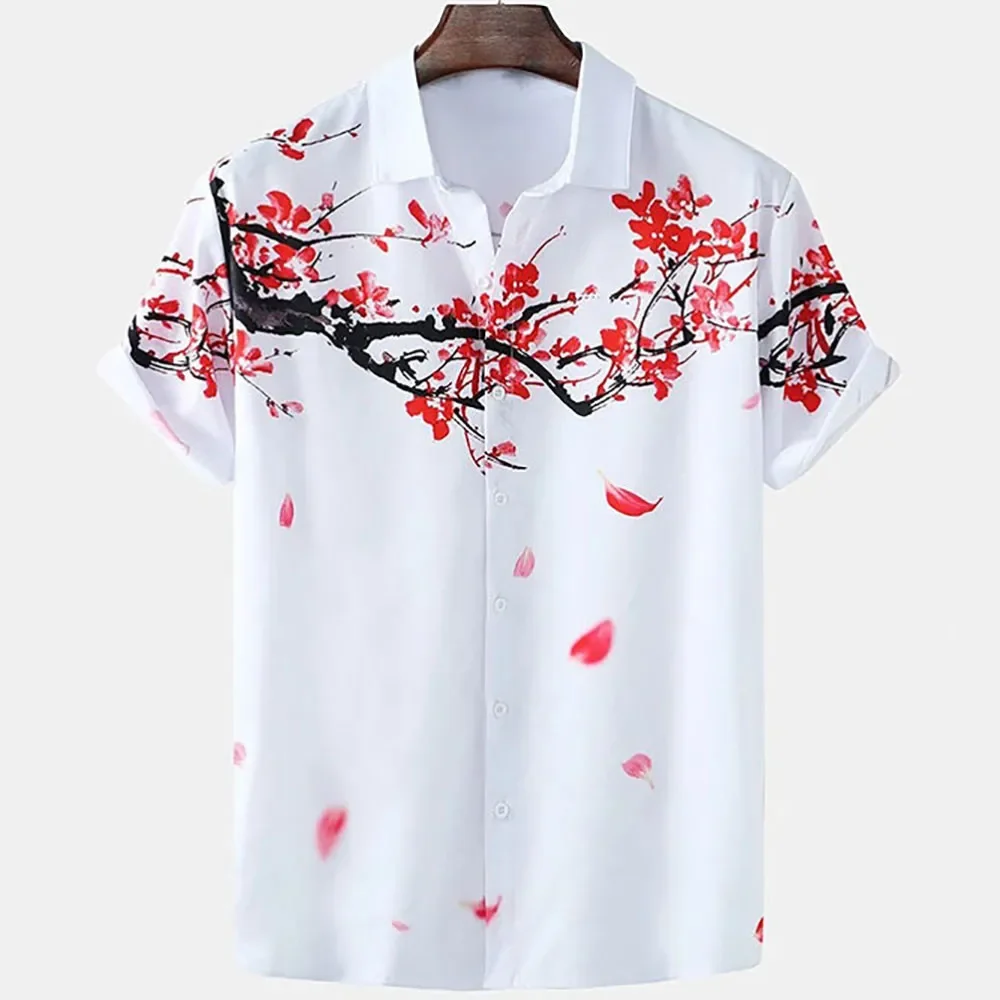 

2026 Summer Men's 3D Floral Chinese Style Shirt Short Sleeve Hawaiian Shirts For Men Plus Size Tops Tee Shirt Man Camisa