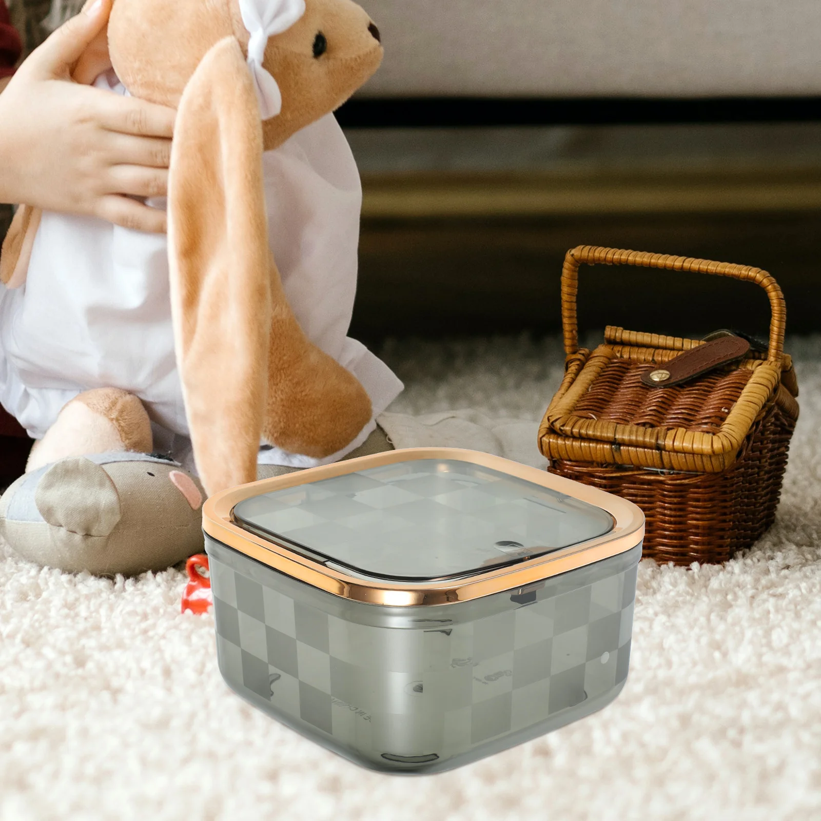 

Mini Trash Can Transparent Press Pop Desktop Garbage Bin Small Wastebasket Compact Office Use PET Material Round Corner