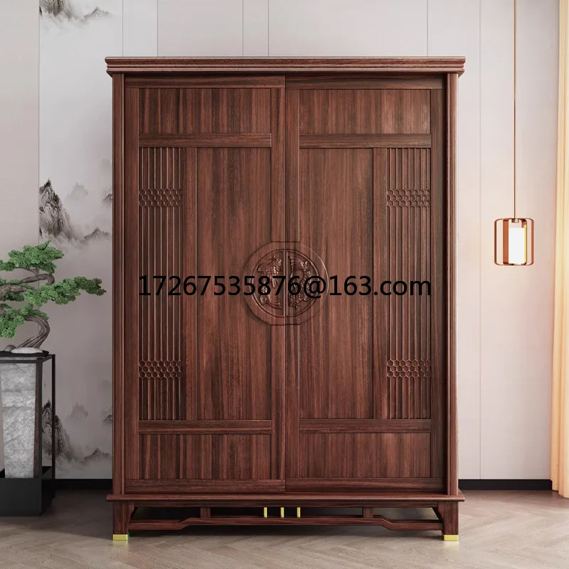 

All solid wood large wardrobe sliding door small apartment home bedroom cabinet furniture new Chinese style