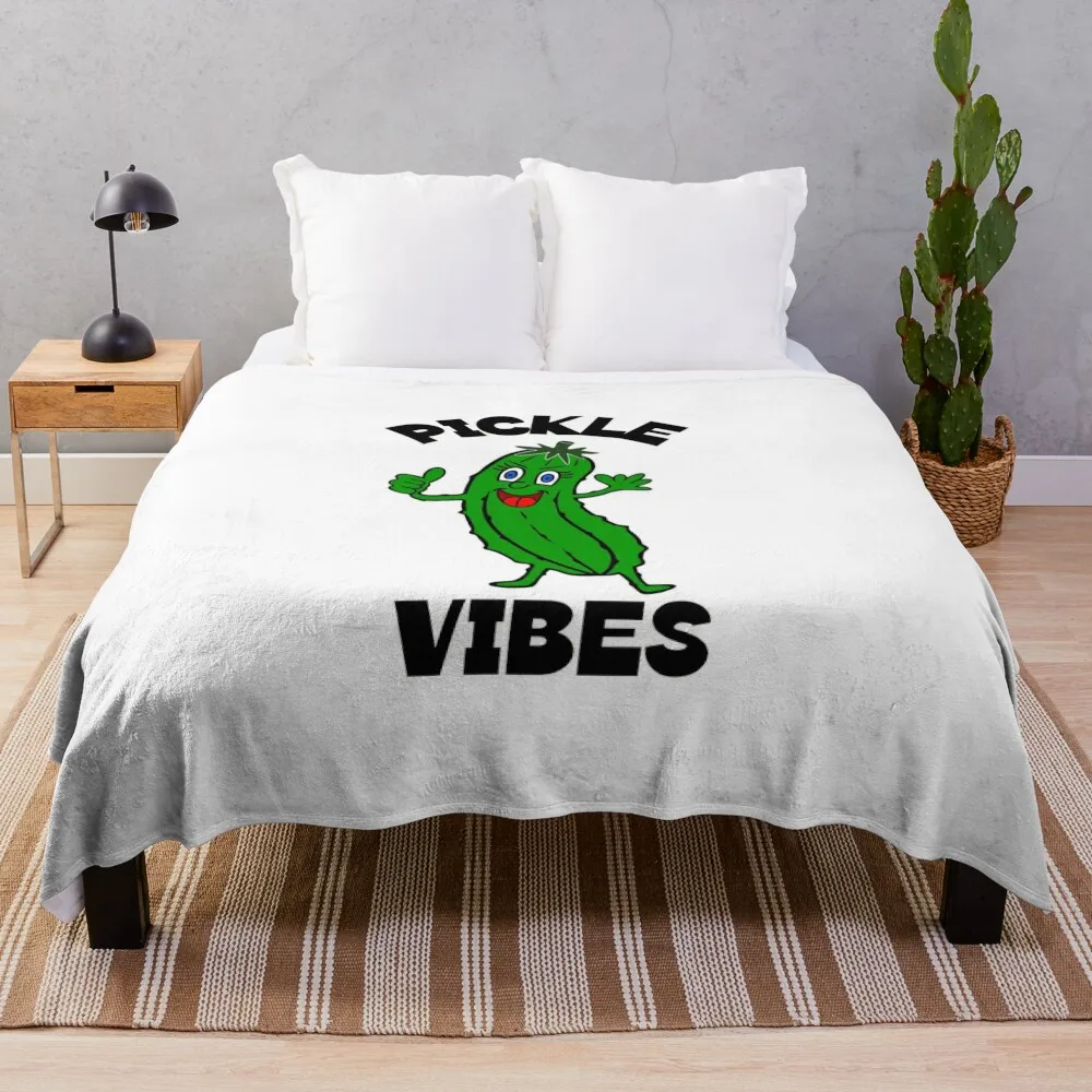 Dill Pickle Vibes - Funny Food Diill Pickles Quotes Throw Blanket Bed covers Softest sofa bed Blankets