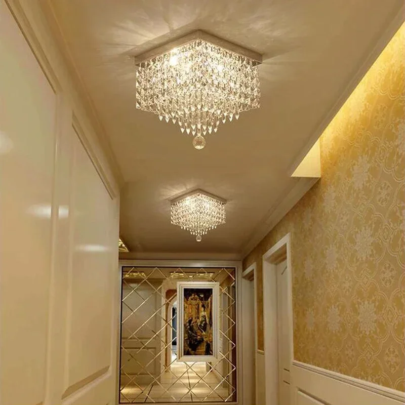 Modern Square Simple Corridor Living Room LED Ceiling Crystal Light Balcony Entrance Corridor Ceiling Lights