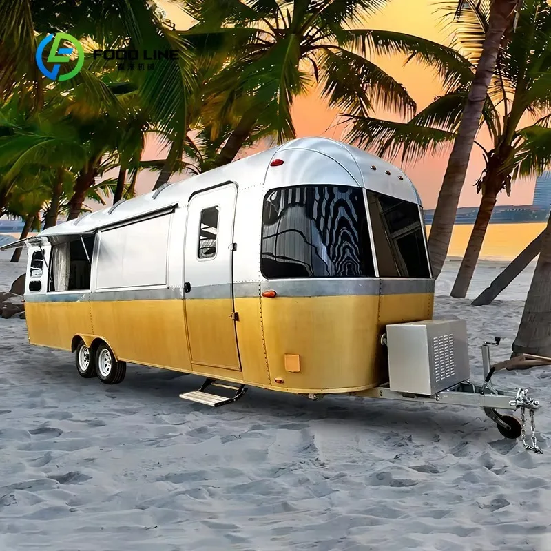 Remolque de camping Airstream de fabricación personalizado con carrito de comida callejera para caravana de cocina totalmente equipado
