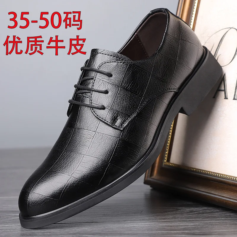 Plus Small Size 35 36 Big Size 49 50 Men Dress Shoes Business Formal Oxfords Soft Leather Shoes for Men Checkered Wedding Shoe