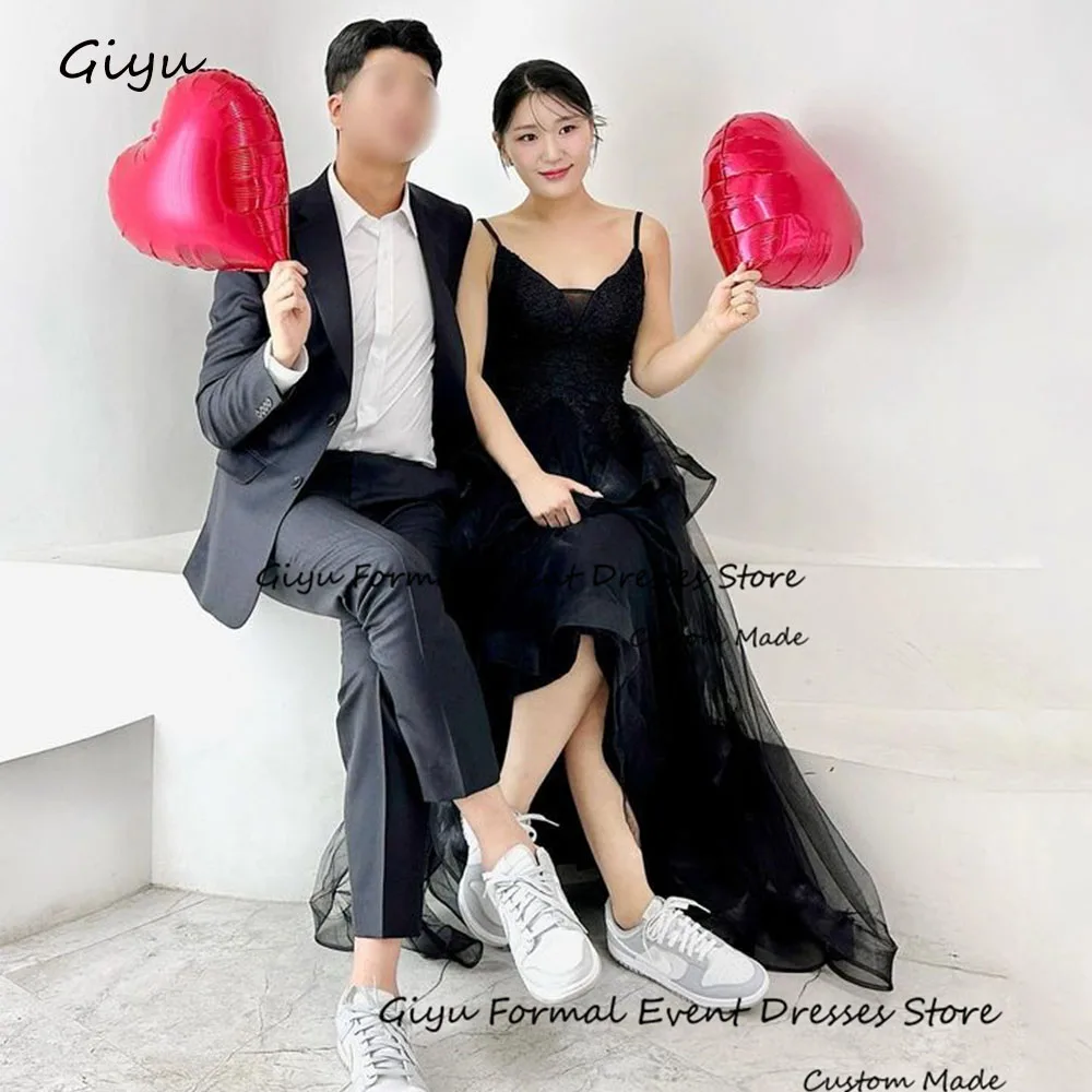 

Giyu A-line Black Korea Wedding Dress Photo Shoot Spaghetti Strap Sleeveless Vestidos De Novias 2024 Evening Gown Dress