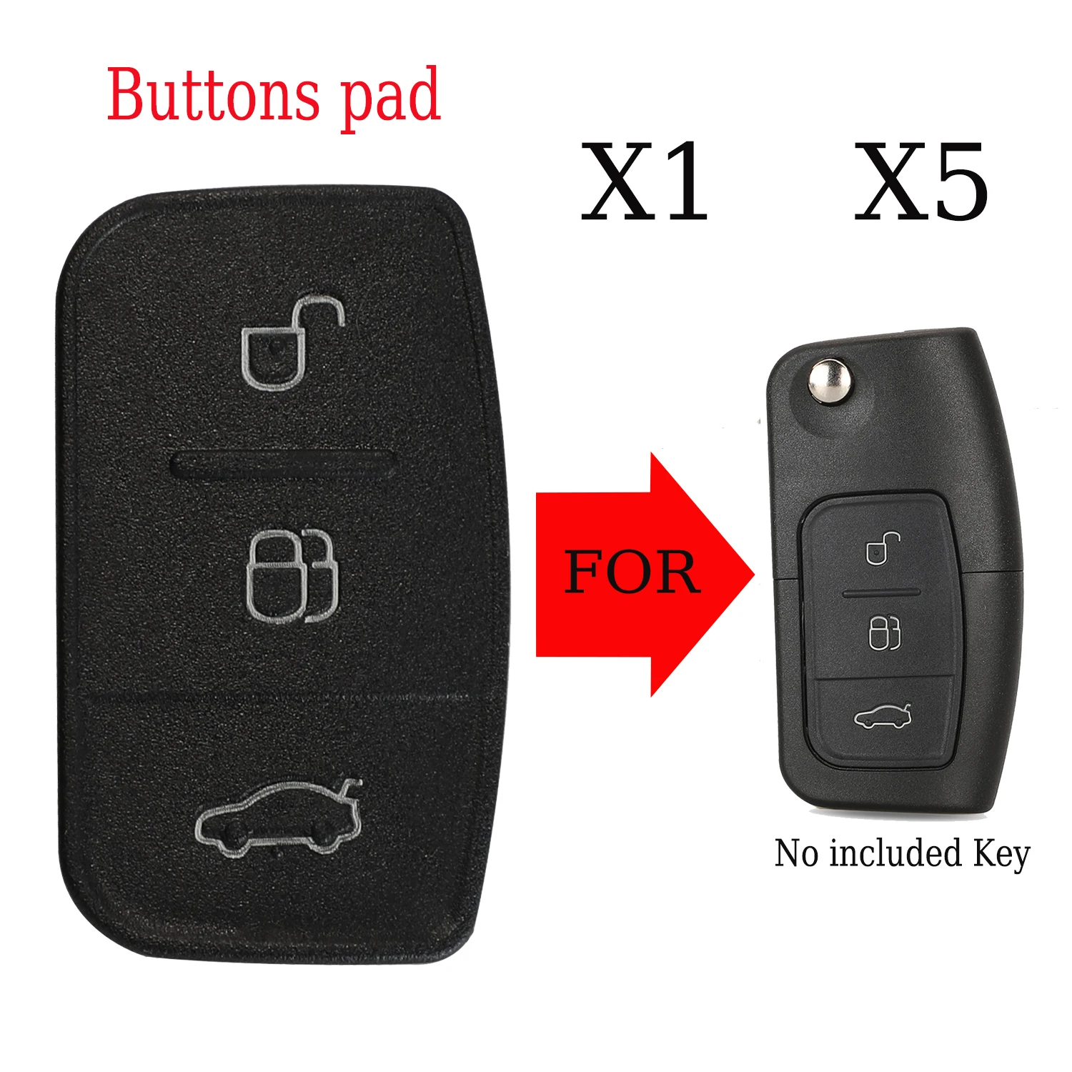 

Чехол для ключа-пульта Jingyuqin X1 X5 с кнопками и накладкой для Ford Mondeo Focus Fiesta S-MAX (только корпус)