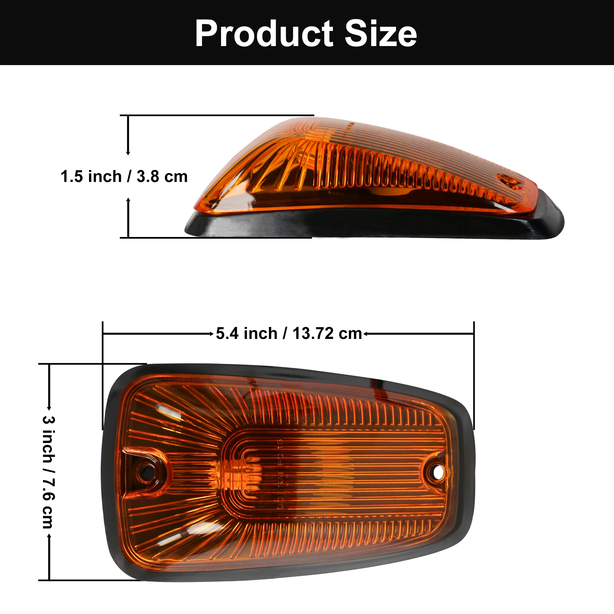 5PCS Amber/White/Smoked Chevy/GMC Cab Roof Running Car Light Cover Base with T10 5050 LED Bulbs for 1500 2500 3500 Pickup Trucks