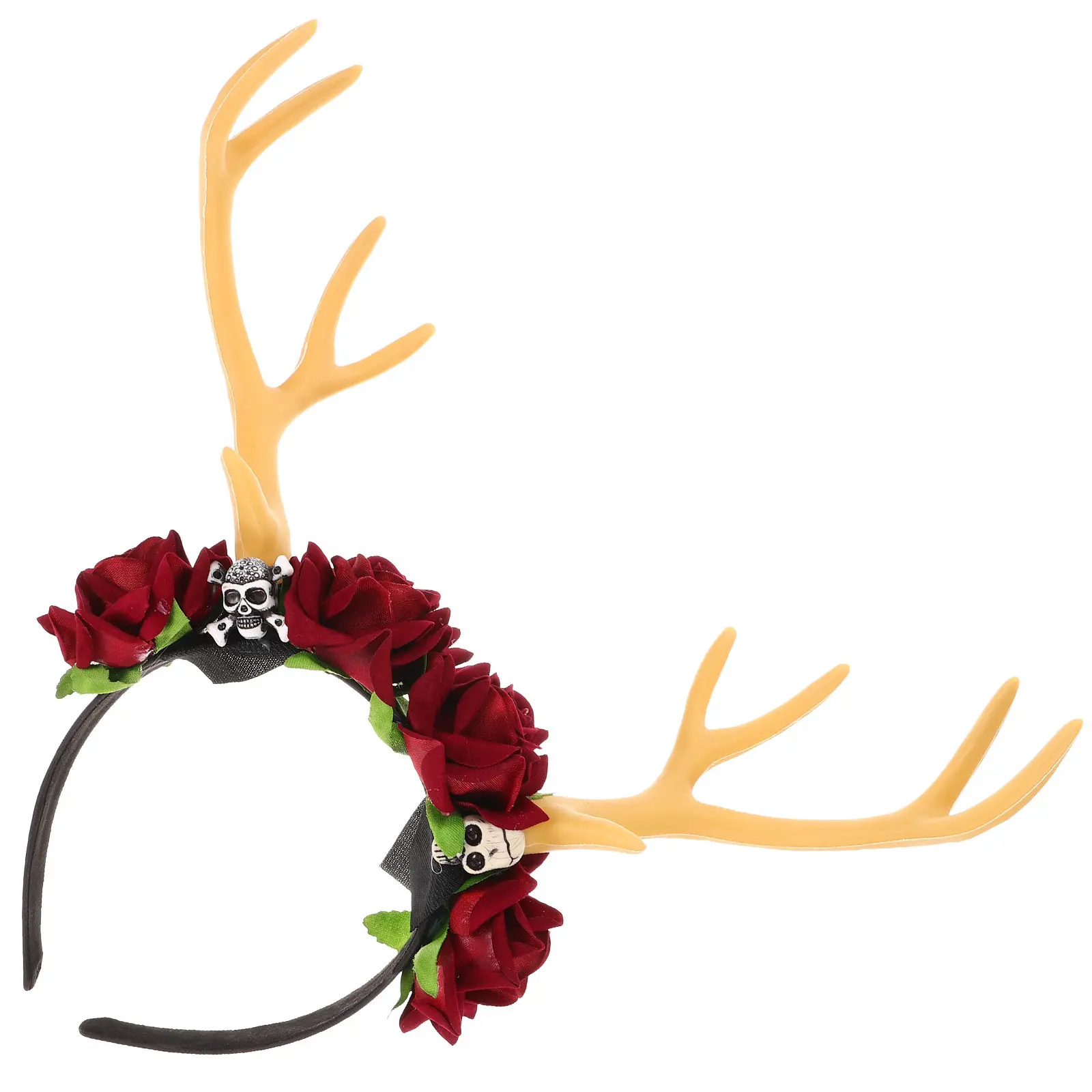 

Antler Headband with Floral Accents Lightweight Comfortable Festival Hair Band for Christmas Halloween Carnival Cosplay Party