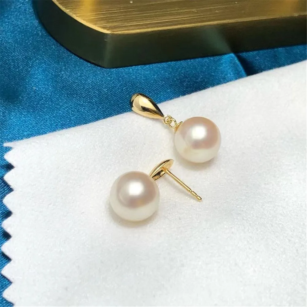 

DIY Pearl Accessories G18K Gold Stud Earrings Empty Tray Fashion Gold Earrings Fit 8-12mm Beads G253