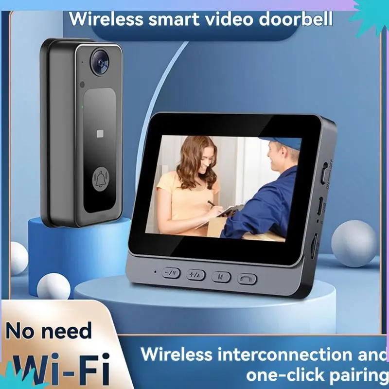 Abzw tuya campainha visual de segurança inteligente intercomunicador sem fio 4.3in lps-screen hd visão noturna câmera de vídeo campainha