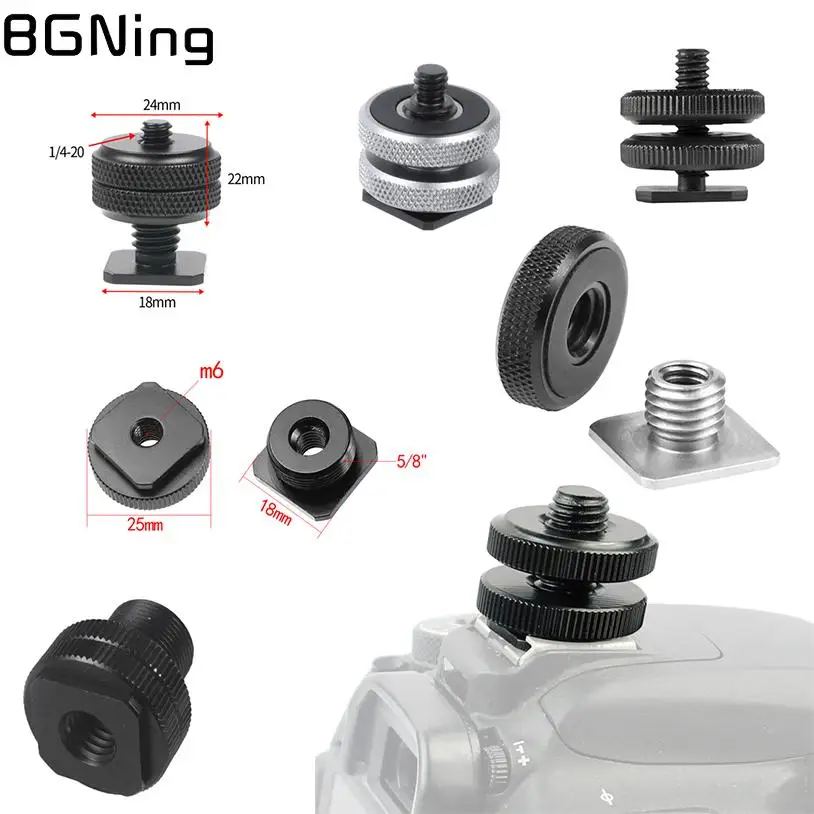 3/8 1/4 5/8 واحد المزدوج الجوز ترايبود لوحة إلى فلاش الباردة الساخنة الحذاء المسمار محول ل GoPro 13 Insta360 X4 ضوء ترايبود حامل الميكروفون