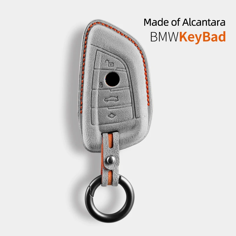 Alcantara Car Key Case Cover For BMW X1 X5 X6 1 2 3 5 7 Series F15 F16 F20 F22 F30 F32 G30 Keychain Accessories