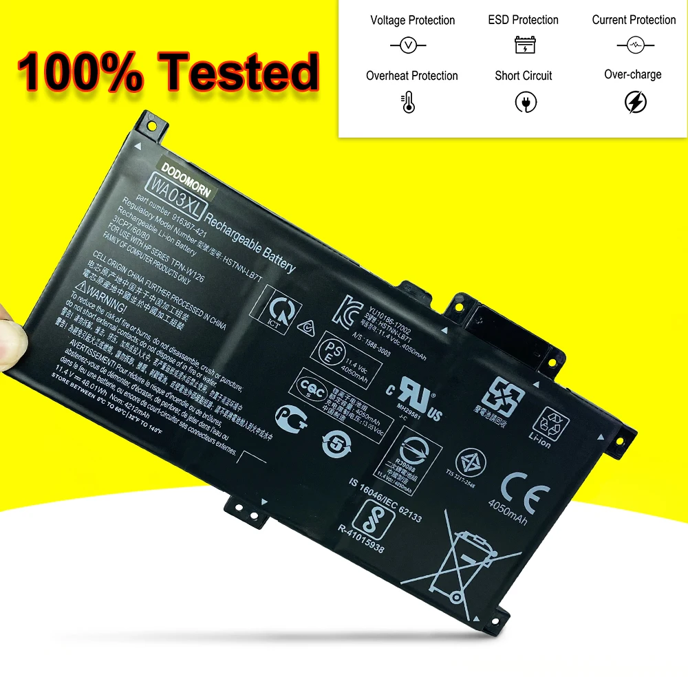 جديد WA03XL بطارية لجهاز HP بافيليون X360 15-BR040NZ BR052OD BR068CL BR001TX BR012UR BR076NR 11.4V 48wh