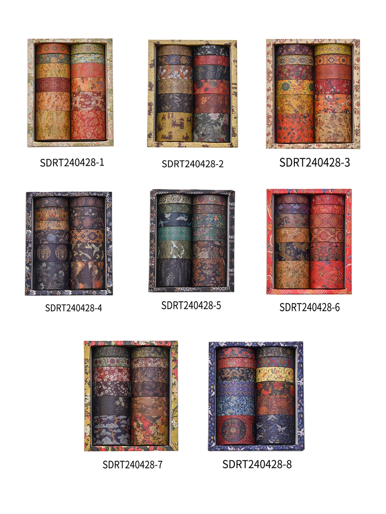 12 Rollen Vintage Blumen-Washi-Tape-Set, Dekoratives Klebeband für Scrapbooking, Journaling, DIY, handgemachtes Geschenk, Schulbedarf – Detail 7