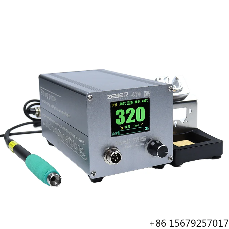 XUFENGWANG Portable C470 Rework Station Digital Welding Table 220V/50Hz for BGA SMD Board Soldering with Needle Tip