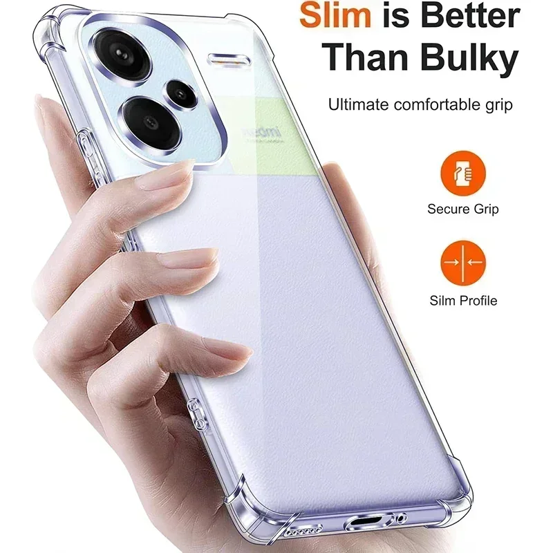 Xiaomi用の透明で耐衝撃性のシリコンケース,Redmi note 13,12 pro plus,pro,4g,5g用の超薄型透明ケース