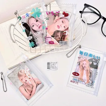 Bolsa de aperitivos creativa INS, soporte para sesión fotográfica, estuche transparente para tarjetas Guka para niñas, estuche para tarjetas de autobús de identificación pequeña de 3 pulgadas para estudiantes, colgante de bolsa