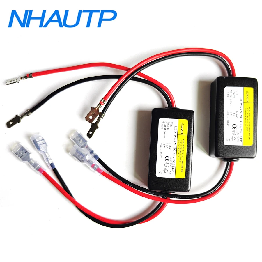 NHAUTP 2 peças decodificador de metal H1 H3 LED cabo Canbus 14W resistor de carga cancelador de erro para carro LED farol lâmpada de neblina 9-16V