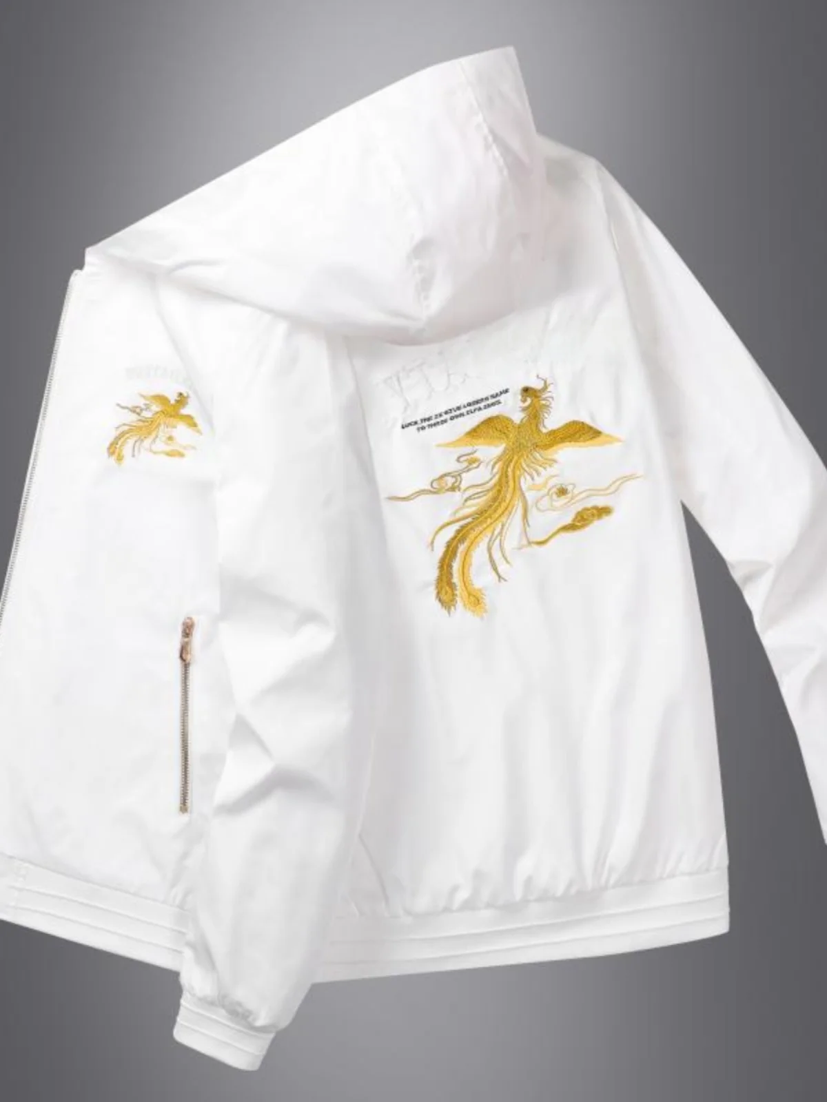 

Embroidered Gold Phoenix Men's Jacket Spring Autumn New Style Fashionable Hooded Coat National Trend Embroidered Top