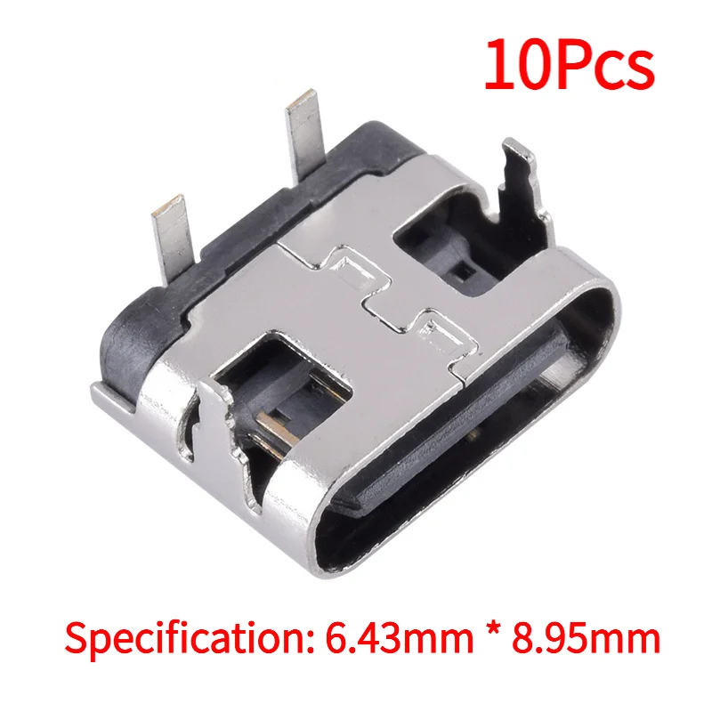 10Pcs 2 Pin Micro USB Type C Connector Socket USB 3.1 Type-C Female Power Jack Dock For Mobile Phone Charging Port.