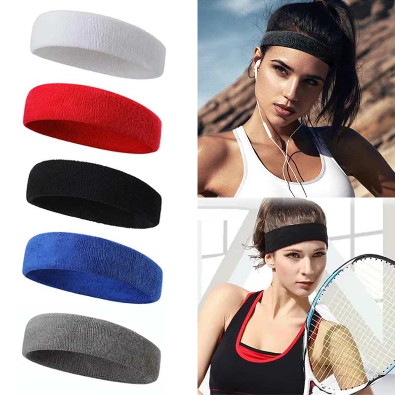 2PCS Sports Headband Running Headwear Sweat-Absorbent Headband Basketball Antiperspirant Belt Fitness Sweat Guide Belt