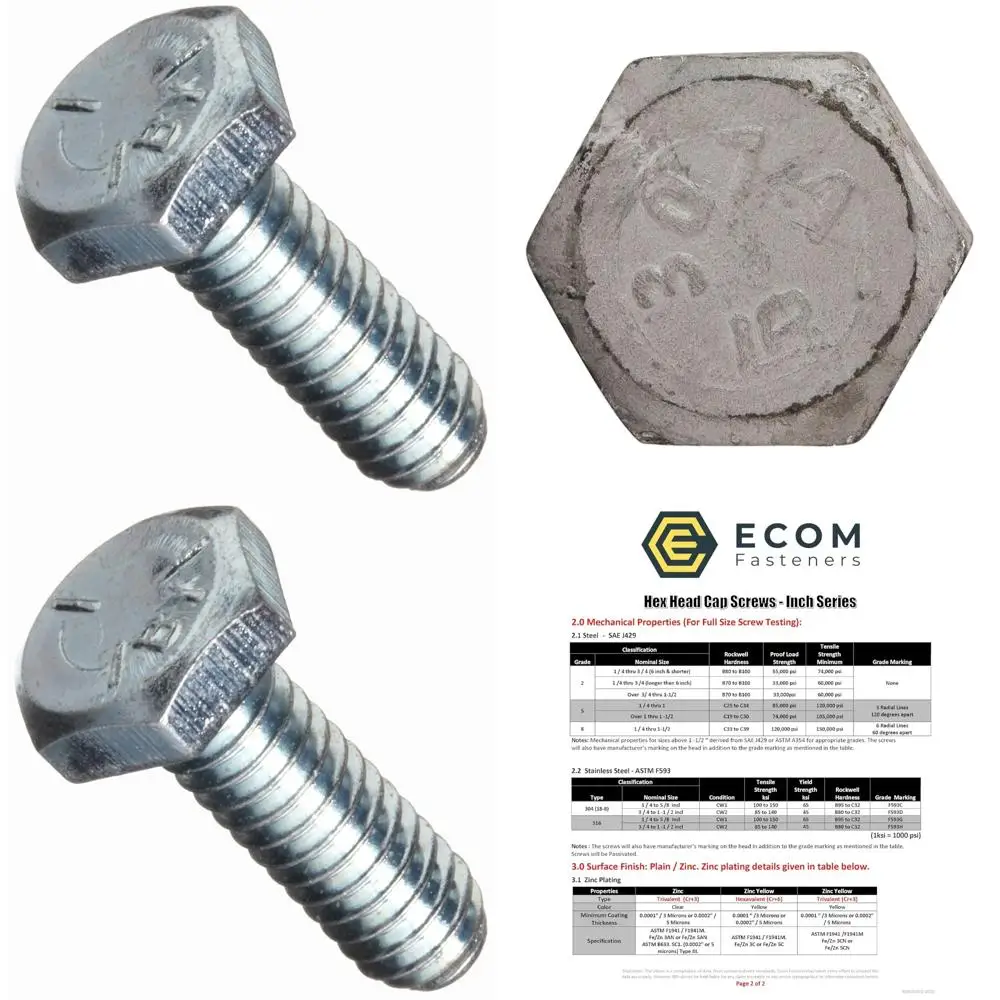 

Оцинкованные винты с шестигранной головкой класса 5, 3/8-16 x 7/8, грубая резьба, полностью резьба, 100 шт., долговечные крепежные детали