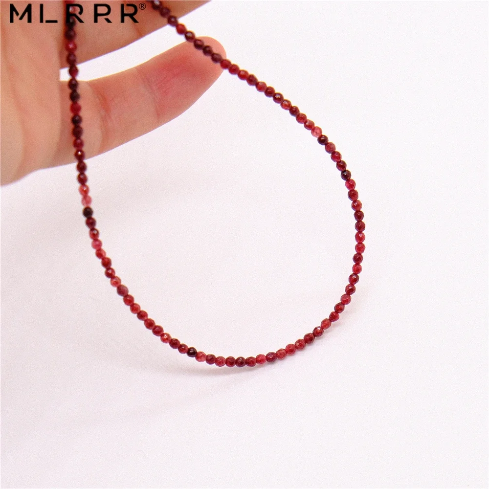 

Vintage Classic Natural Stones Jewelry Delicate Luxurious Thin 2-2.5mm Red Garnets Beaded Strand 925 Silver Choker Necklace