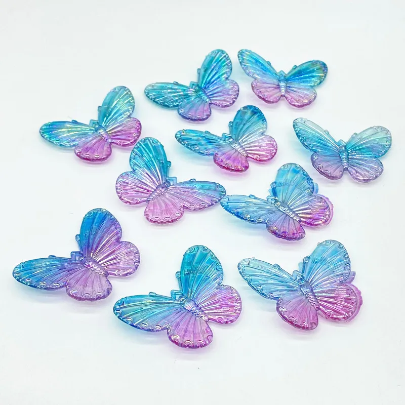 10 pcs/lot Butterfly Shape Beads Multi Gradient Color Acrylic  For Jewelry Making Handmade DIY Accessories