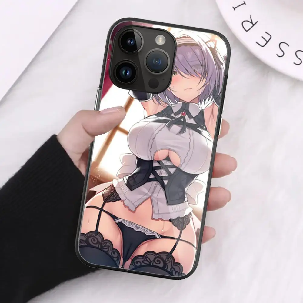 Hentai busty girls Phone Case For iPhone 16 Pro Max 15 14 13 12 Mini 11 XR XS 8 7 Plus Black Art Glass Cases