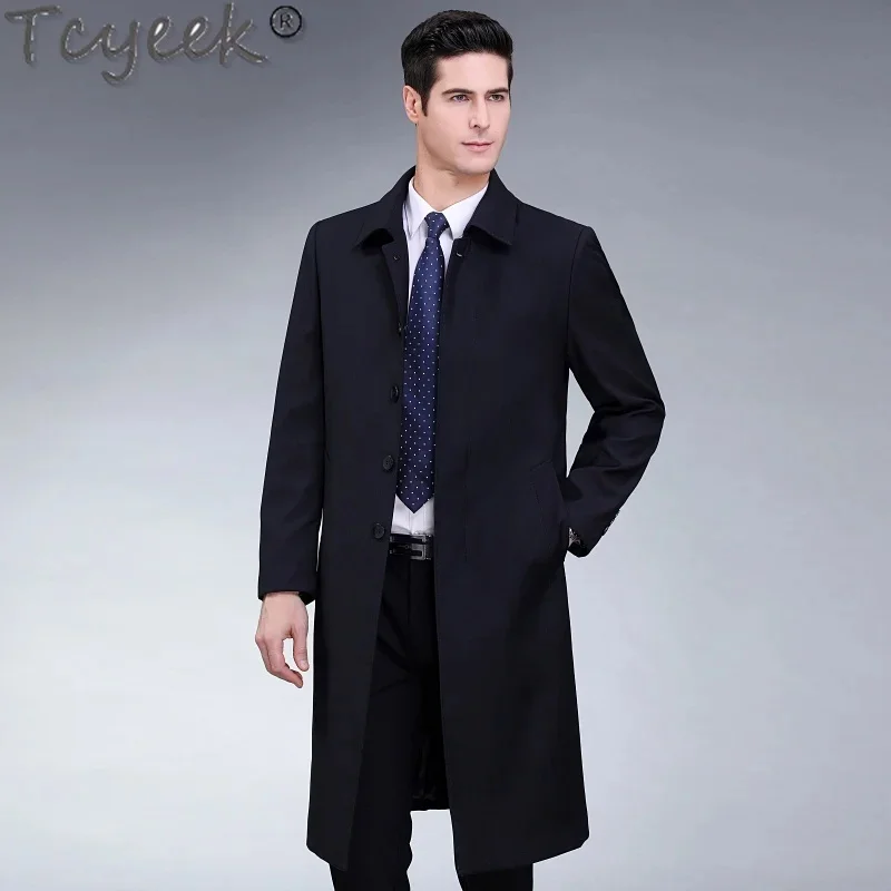 48% Tcyeek Wool Jacket Men Clothes Fall Winter Casual Wool& Blends Trench Coat Male Fashion Long Woolen Jackets Chaquetas Hombre