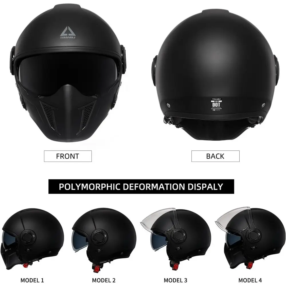 Men's & Women's Dual Visor Off-Road Motocross Helmet with Sunshield, DOT Approved (Black, XXL)