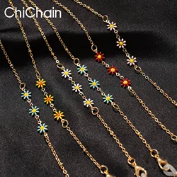Oil Dripping Chrysanthemum Metal Glasses-chain Mask-rope 2022 New Fashion  Sunglasses Masked Glasses Gold Chain Lanyard